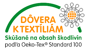 Dôvera k textíliám, skúšané na obsah škodlivín podľa OEKO-TEX® Standard 100 - certifikát
